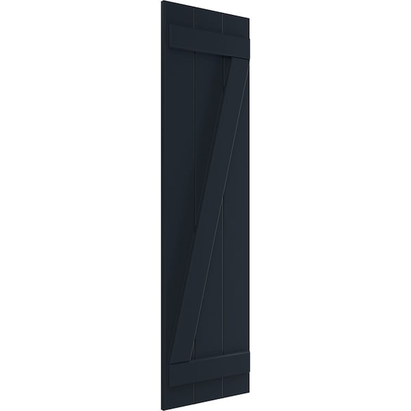 True Fit PVC Three Board Joined Board-n-Batten Shutters W/Z-Bar Starless Night Blue , 16 1/8Wx34H